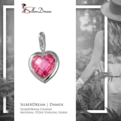 SilberDream 925 Charm Herz pink Armband Anhänger FC210P