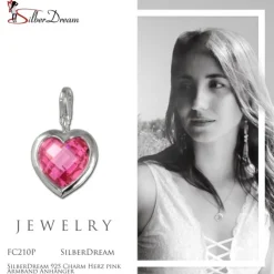 SilberDream 925 Charm Herz pink Armband Anhänger FC210P