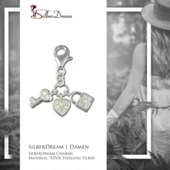 SilberDream 925 Charm Herz Schlüssel Armband Anhänger FC224W