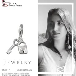 SilberDream 925 Charm Herz Schlüssel Armband Anhänger FC3117