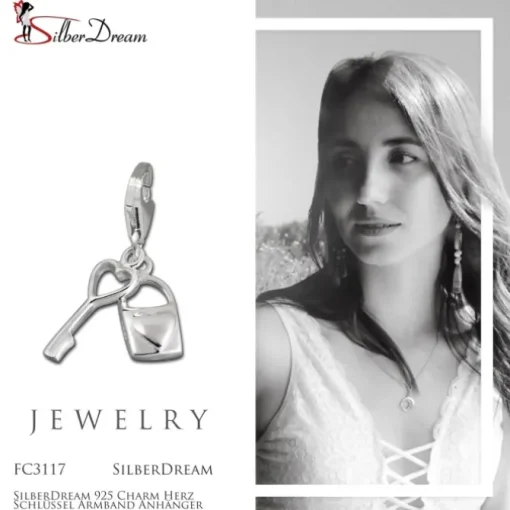 SilberDream 925 Charm Herz Schlüssel Armband Anhänger FC3117
