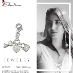 SilberDream 925 Charm Herz Schlüssel Armband Anhänger FC224W