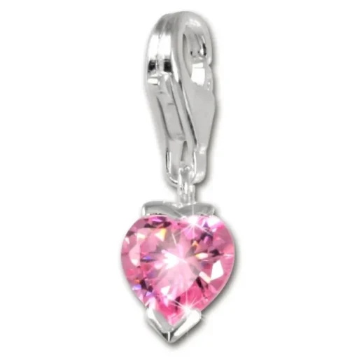 SilberDream 925 Charm Herzchen pink Armband Anhänger FC208P