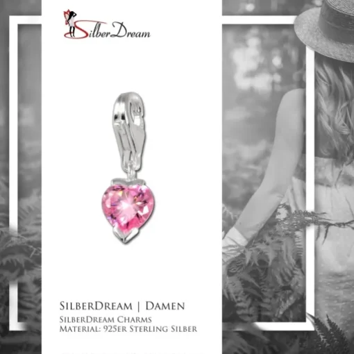 SilberDream 925 Charm Herzchen pink Armband Anhänger FC208P