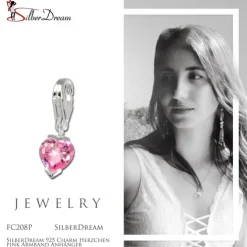 SilberDream 925 Charm Herzchen pink Armband Anhänger FC208P