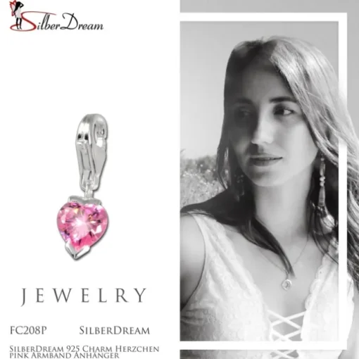 SilberDream 925 Charm Herzchen pink Armband Anhänger FC208P