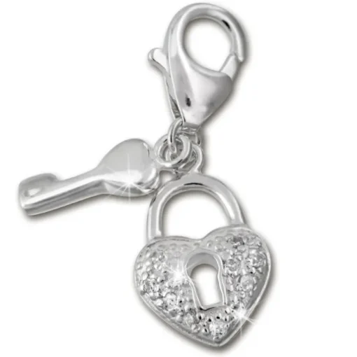 SilberDream 925 Charm Herzschloss Armband Anhänger FC234W