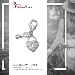SilberDream 925 Charm Herzschloss Armband Anhänger FC234W