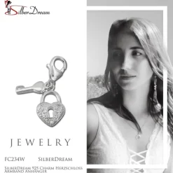 SilberDream 925 Charm Herzschloss Armband Anhänger FC234W