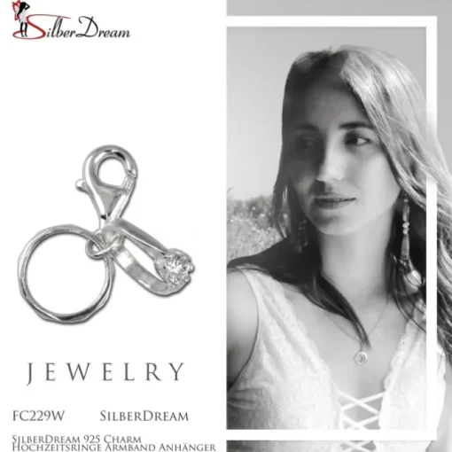 SilberDream 925 Charm Hochzeitsringe Armband Anhänger FC229W