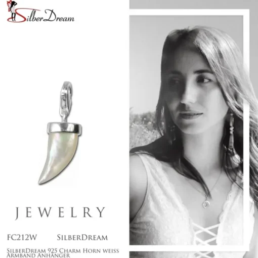 SilberDream 925 Charm Horn weiss Armband Anhänger FC212W