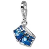 SilberDream 925 Charm Jeans Shorts blau Armband Anhänger FC609