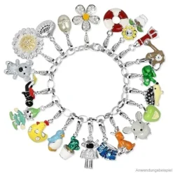 SilberDream 925 Charm Jeans Shorts blau Armband Anhänger FC609