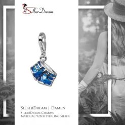 SilberDream 925 Charm Jeans Shorts blau Armband Anhänger FC609