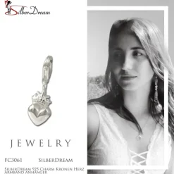 SilberDream 925 Charm Kronen Herz Armband Anhänger FC3061