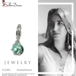 SilberDream 925 Charm Mint grün Kugel Armband Anhänger FC250G