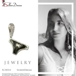 SilberDream 925 Charm Panty schwarz Armband Anhänger Silber FC3031S