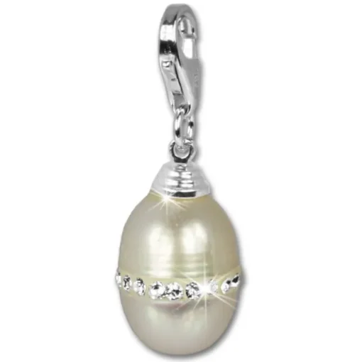 SilberDream 925 Charm Perle Zirkonia weiß Armband Anhänger FC619