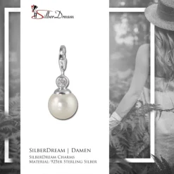 SilberDream 925 Charm Perle weiß Armband Anhänger FC226W