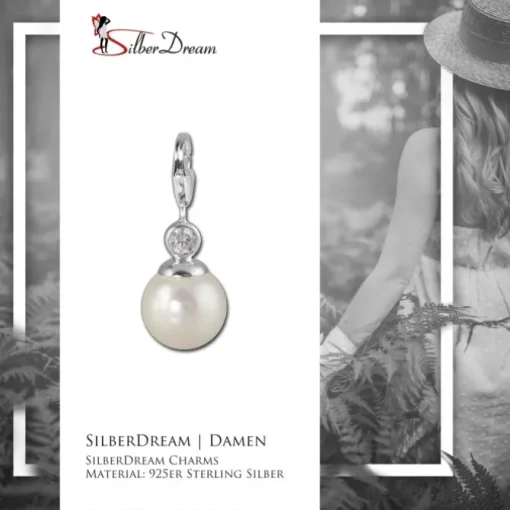 SilberDream 925 Charm Perle weiß Armband Anhänger FC226W