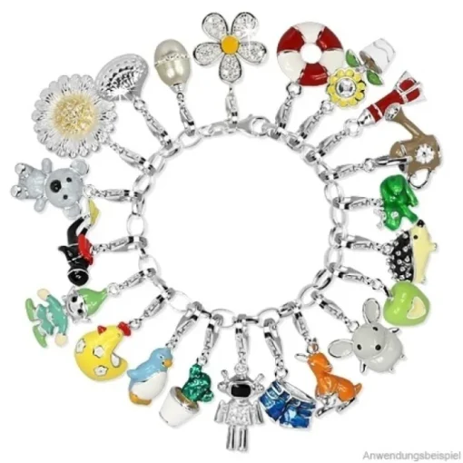 SilberDream 925 Charm Perle Zirkonia weiß Armband Anhänger FC619