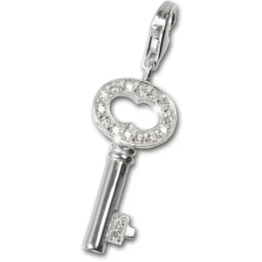 SilberDream 925 Charm Schlüssel weiß Armband Anhänger FC241W
