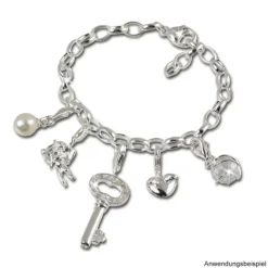 SilberDream 925 Charm Schlüssel weiß Armband Anhänger FC241W