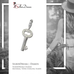 SilberDream 925 Charm Schlüssel weiß Armband Anhänger FC241W