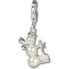 SilberDream 925 Charm Schneemann Perle Armband Anhänger FC246W