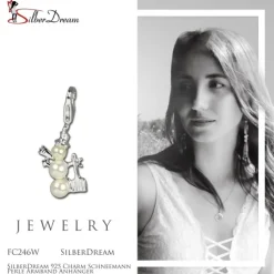 SilberDream 925 Charm Schneemann Perle Armband Anhänger FC246W
