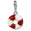 SilberDream 925 Charm Schwimmring rot/wei Armband Anhänger FC606