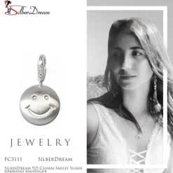 SilberDream 925 Charm Smiley Silber Armband Anhänger FC3111