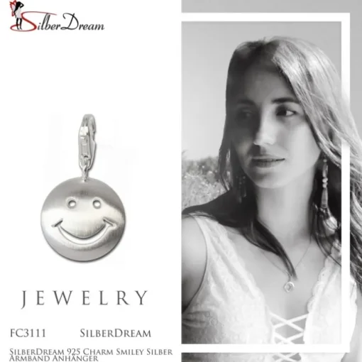 SilberDream 925 Charm Smiley Silber Armband Anhänger FC3111