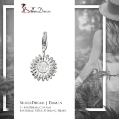 SilberDream 925 Charm Sonne weiß Armband Anhänger FC223W