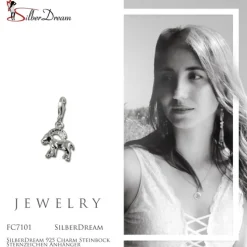SilberDream 925 Charm Steinbock Sternzeichen Anhänger FC7101