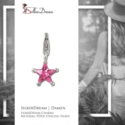SilberDream 925 Charm Stern pink Armband Anhänger FC215P