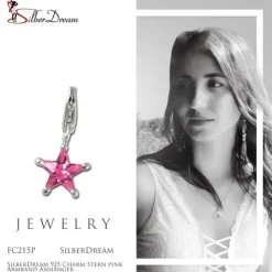 SilberDream 925 Charm Stern pink Armband Anhänger FC215P