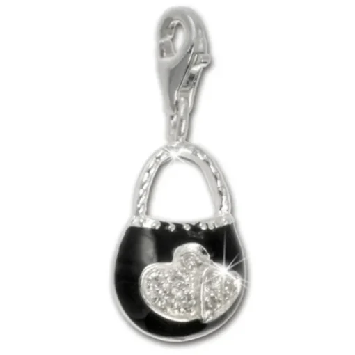 SilberDream 925 Charm Tasche schwarz Armband Anhänger Silber FC3030S