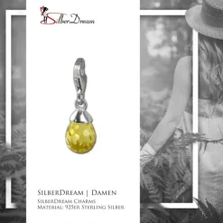 SilberDream 925 Charm Tropfen gelb Armband Anhänger FC202Y