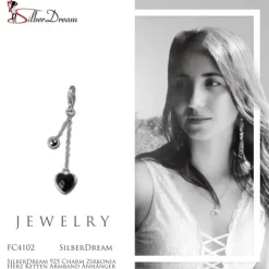 SilberDream 925 Charm Zirkonia Herz Ketten Armband Anhänger FC4102