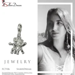SilberDream 925 Charm Zwilling Sternzeichen Anhänger FC7106