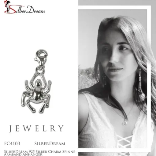 SilberDream 925 Silber Charm Spinne Armband Anhänger FC4103