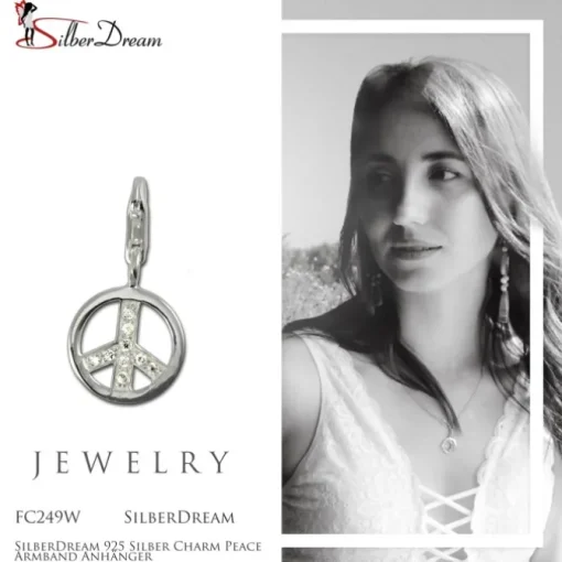 SilberDream 925 Silber Charm Peace Armband Anhänger FC249W