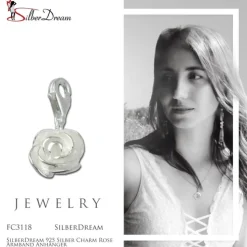 SilberDream 925 Silber Charm Rose Armband Anhänger FC3118