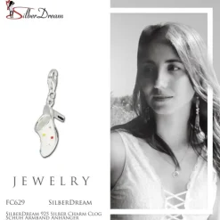 SilberDream 925 Silber Charm Clog Schuh Armband Anhänger FC629