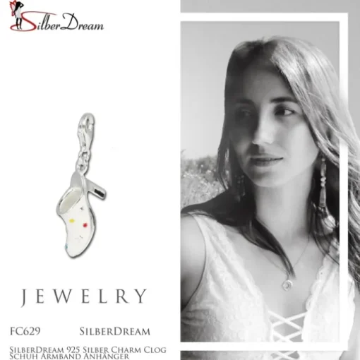 SilberDream 925 Silber Charm Clog Schuh Armband Anhänger FC629