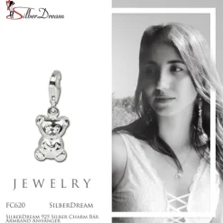 SilberDream 925 Silber Charm Bär Armband Anhänger FC620