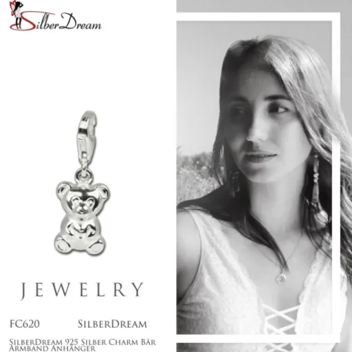 SilberDream 925 Silber Charm Bär Armband Anhänger FC620
