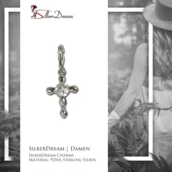 SilberDream 925 Zirkonia Silber Charm Kreuz Armband Anhänger FC4104