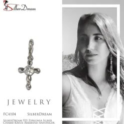SilberDream 925 Zirkonia Silber Charm Kreuz Armband Anhänger FC4104